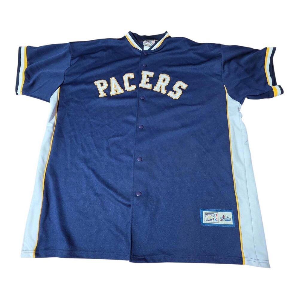 Vintage Hardwood‎ Classics Majestic Indiana Pacers Snap Button Jersey Blue 3X A8